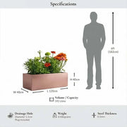 120cm Zinc Galvanised Rose Gold Finish Trough Planter